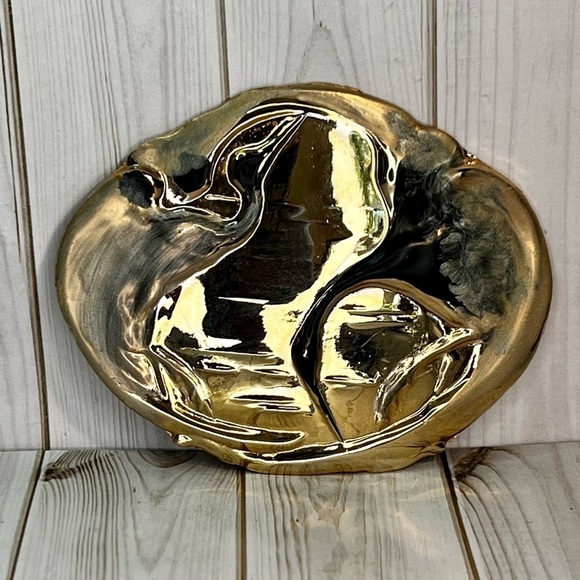 Vintage Enameled Abstract Crane Bird Brass Charmont Belt Buckle main image 4